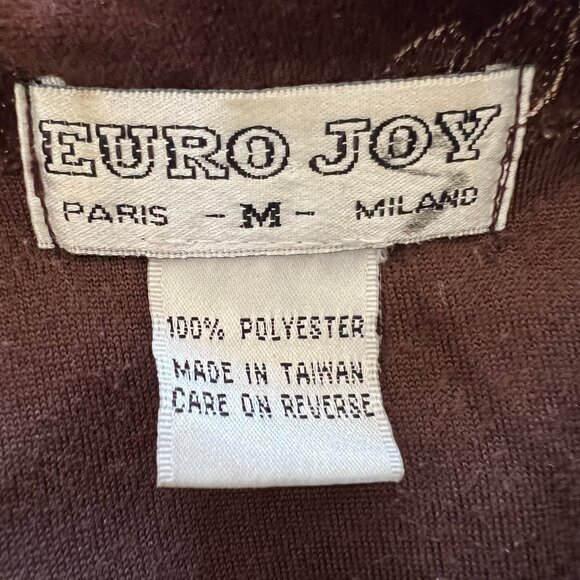 Euro Joy Women's Size M Dark Brown Floral Long Sleeves Velvet Button-Up Shirt - Picture 9 of 10